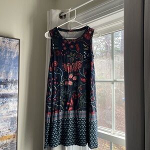 LOFT Navy and Red Floral Mini Dress